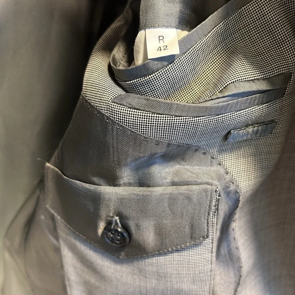 Gianelli Mens 42R Blazer Suit Jacket Italian‎ 2 Button Wool Double Vent Gray NWT